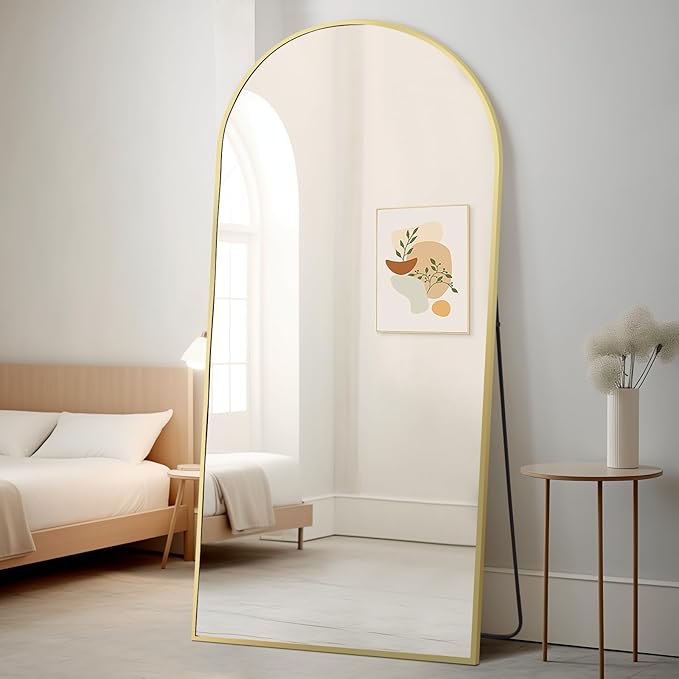MELOMOIR Gold Mirror Full Length, 71"x32" Arched Floor Mirror for Bedroom, Living Room - Free Standing Hanging or Leaning
