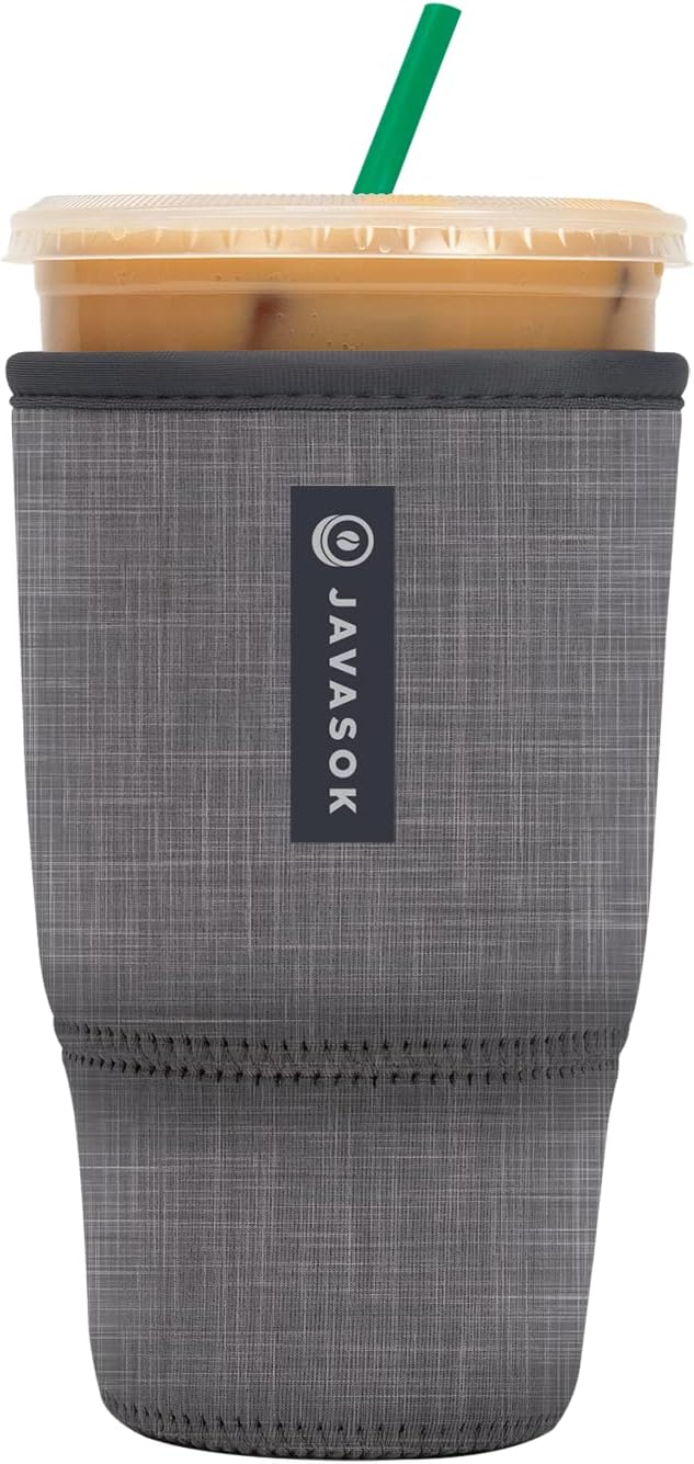 Sok It JavaSok Iced Coffee & Cold Soda Insulated Neoprene Cup Sleeve (Anthracite, Large: 30-32oz)