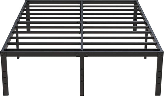 18 Inch California King Bed Frames No Box Spring Need, Platform Cal King Bed Frame with High Storage, Eassy Assembly 3,500 Lbs Heavy Duty Bedframes, Black