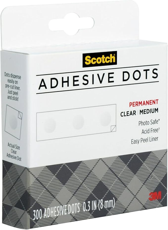 Scotch Adhesive Dots, Medium, 300 Dots/Pack, Easy Dispensing, Permanent, Photo-Safe (010-300M) (Pack of 2)
