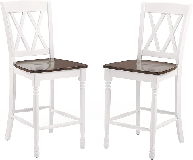 Crosley Furniture Shelby Wood X Back Counter Height Bar Stools Set of 2
