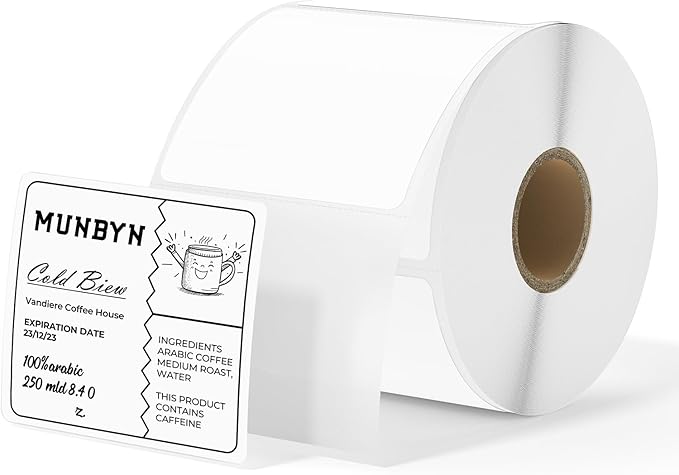 MUNBYN 2"x2" Square Thermal Labels, Compatible with Multiple Thermal Printers, Strong Adhesive, White Address Labels for Barcode, 750 Sheets/Roll