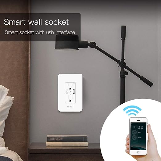 MOES Smart Wall Outlet 3 Pack, with USB C Ports, 2.4GHz WiFi USB Socket Plug, Compatible with Alexa Ggoole Assistant