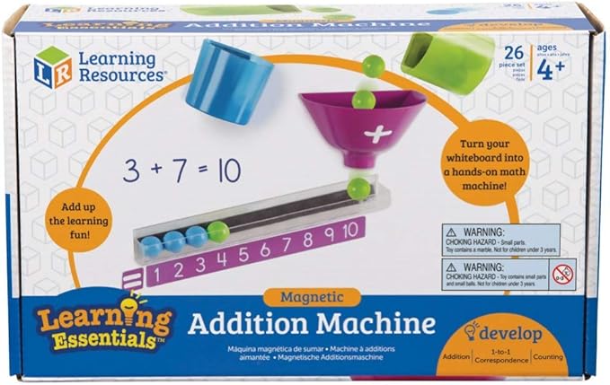 Learning Resources Magnetic Addition Machine, Math Games, Classroom Supplies, Homeschool Supplies, 26 Pieces, Ages 4+