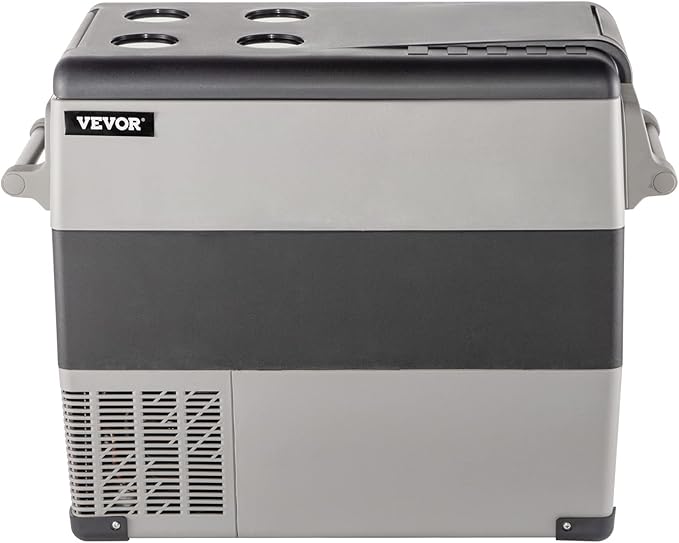 VEVOR CF55 12 Volt 58 Qt Refrigerator, Dual Zone Portable Compressor 12/24V DC and 110-240V AC, Freezer Fridge Cooler, for Car, Truck RV, Camping and Home Use, Black+Gray