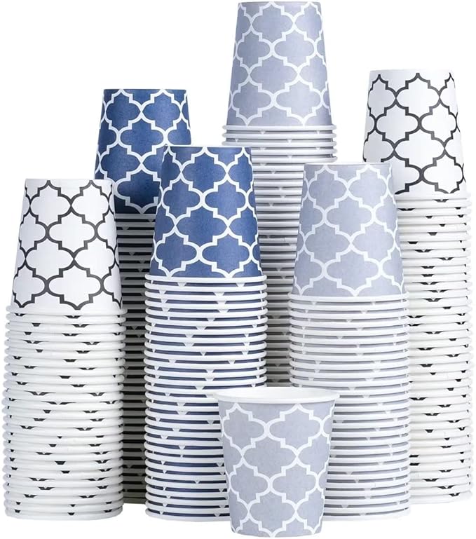 [300 Pack] 5 oz Mini Paper Cups, Small Mouthwash Disposable Bathroom Cups 5 Ounce for Supermarket, Birthday Party, Travel, Events, Picnic, BBQ