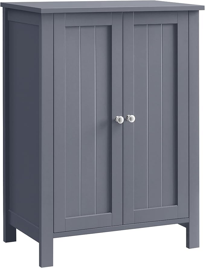 VASAGLE Floor Storage Cabinet, Freestanding Storage Unit with 2 Adjustable Shelves, for Bathroom Living Room Dining Kitchen, 11.8 x 23.6 x 31.5 Inches, Slate Gray UBCB60GY