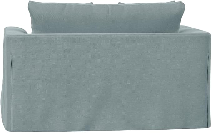 Sunset Trading Newport Slipcovered 52" Wide Chair and A Half with Ottoman | Liquid/Stain Resistant Ocean Blue Performance Fabric | Down-Filled Deep-Seated Oversized Living Room Armchair with 2 Pillows