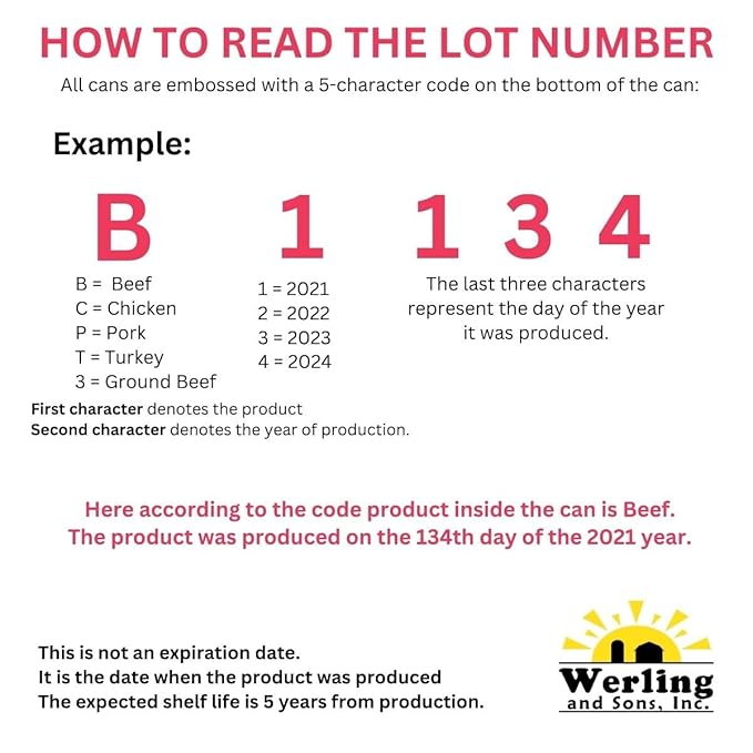 Werling & Sons Canned Chicken 14.5 Oz??Fully Cooked, Ready to Eat | Premium Quality, Recipe-Ready Canned Meat | 5-Year Shelf Life | Pantry Staple for Camping, Survival & Emergency Use | Made in USA | Pack of 12