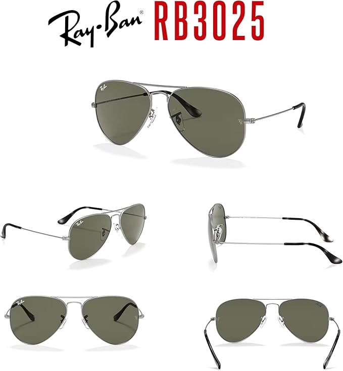 Ray-Ban RB3025 Metal Aviator Sunglasses For Men For Women +BUNDLE with ACCESSORY EYEWEAR KIT