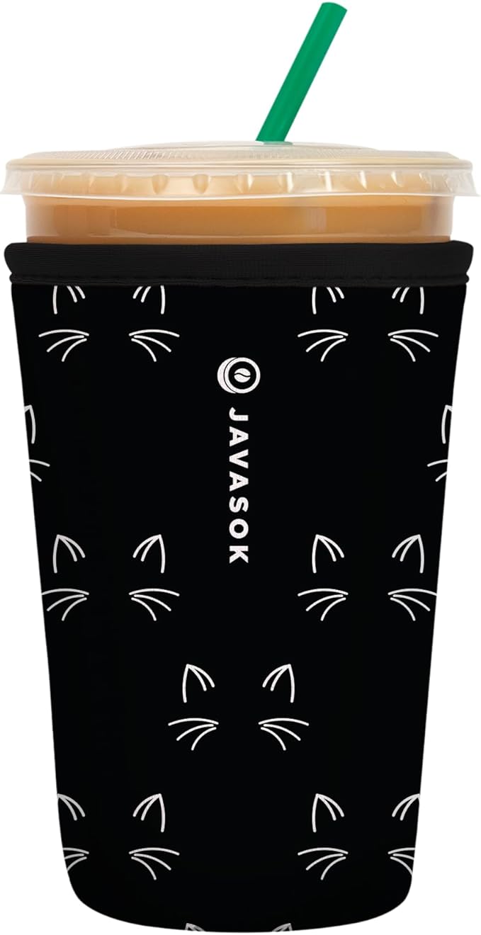 Sok It JavaSok Iced Coffee & Cold Soda Insulated Neoprene Cup Sleeve (Mystical Meows, Medium: 22-28oz)