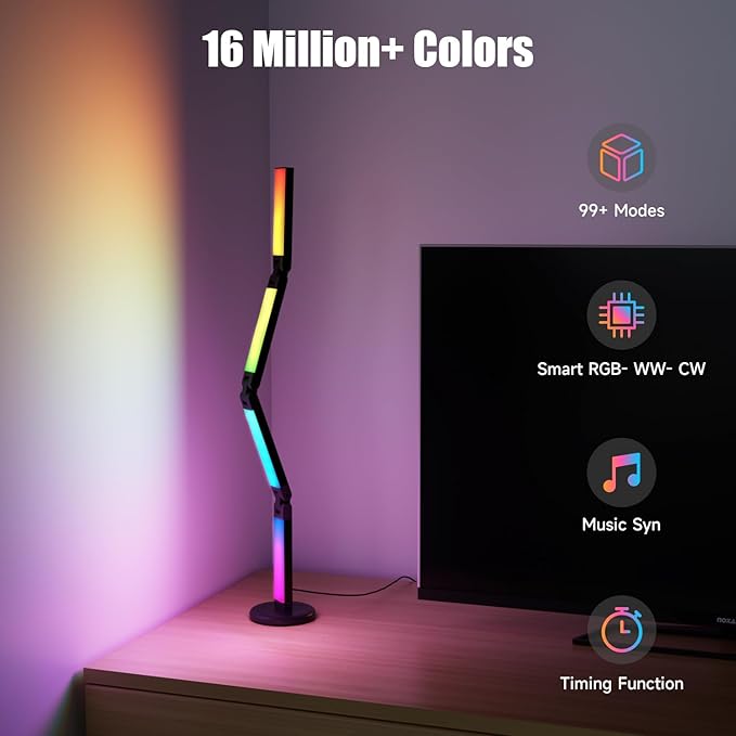 Led Desk Lamp with Atmosphere Lighting, Smart RGB LED Desk Lamp-Music Sync and 16 Million DIY Colors, Foldable Lamp with Dimmable and Timer, Modern LED Lights for Desk, and Gaming Rooms