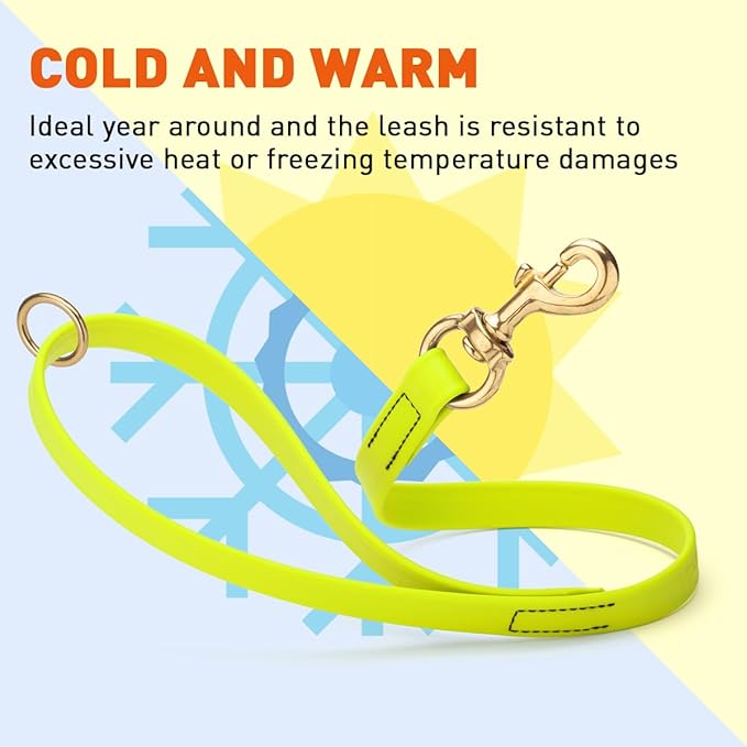 Viper Biothane K9 Working Dog Leash Waterproof Lead for Tracking Training Schutzhund Odor-Proof Long Line with Solid Brass Snap for Puppy Medium and Large Dogs 20in, Safety Yellow