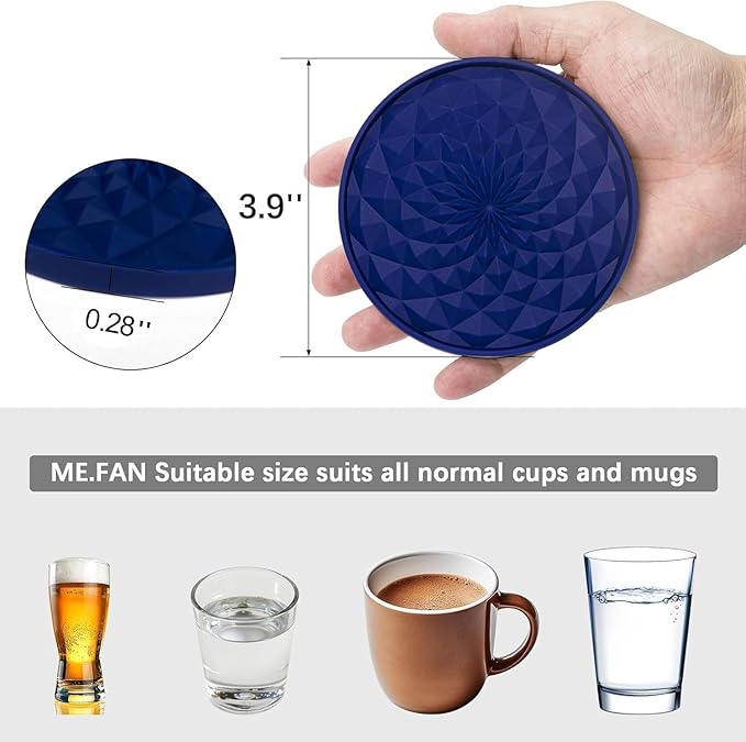 Silicone Coasters Set for Table [6 Pack] - Cup Drink Coasters for Home Kitchen Dining Decor