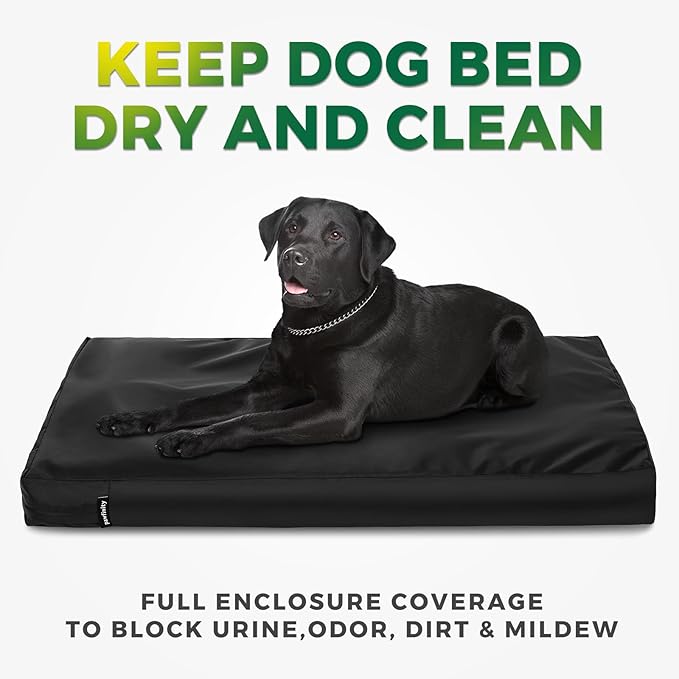 Waterproof Dog Bed Cover Replacement Washable, Easy to Clean, Pet Hair Resistant, Heavy Duty Oxford, Zipper Closure, Indoor/Outdoor Use, Fits 44 Inch Dog Crate - Extra Large XL - 44"x 32"x 3" - Black
