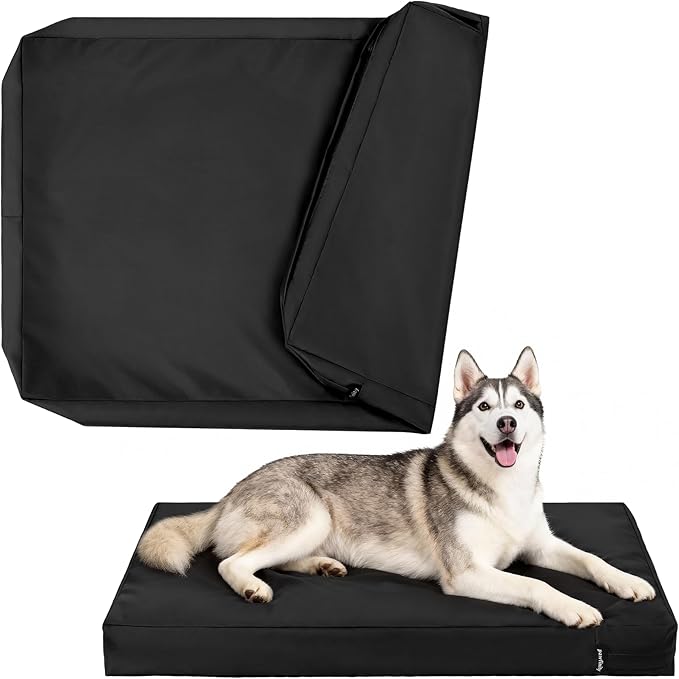 Waterproof Dog Bed Cover Replacement Washable, Easy to Clean, Pet Hair Resistant, Heavy Duty Oxford, Zipper Closure, Indoor/Outdoor Use, Fits 44 Inch Dog Crate - Extra Large XL - 44"x 32"x 3" - Black