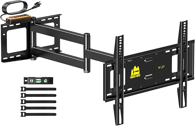 FORGING MOUNT 42 inch Long Arm TV Wall Mount with Power Strip, Full Motion Long Extension Articulating Corner TV Mount for 37 to 80 Inch Flat/Curve TVs, MAX VESA 600x400mm, Holds up to 110 lbs