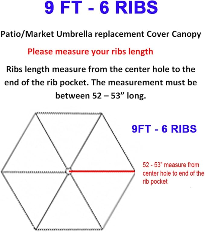 BELLRINO Replacement * Peacock Blue * Umbrella Canopy for 9 ft 6 Ribs (Canopy Only) (Peacock BLUE-96)