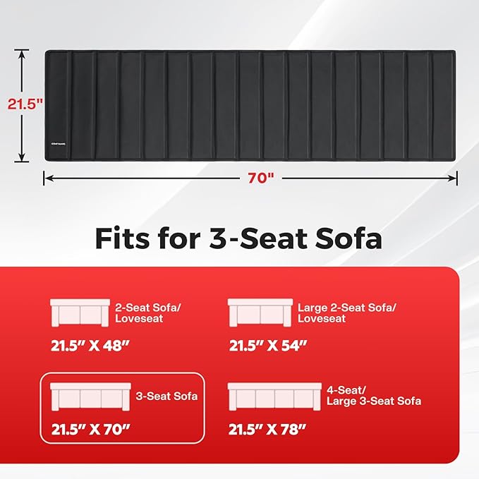 Comfyanno Couch Cushion Support Board, Repairs Sagging 3-Seat Sofa, Ready to Use, 21.5" x 70", Heavy-Duty Solid Wood Board, Safe Corner, Sinking Couch & Sofa Fix Saver