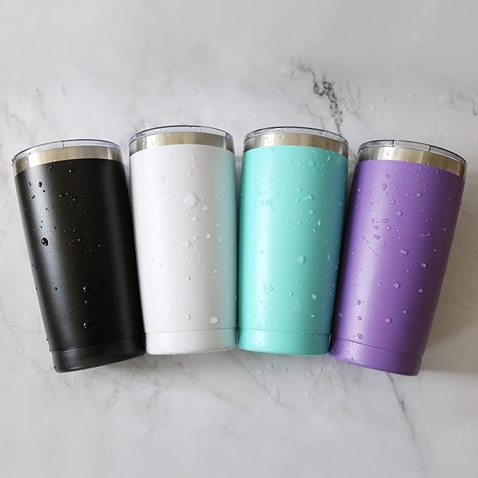 16 Pack 20oz Tumbler Vacuum Insulated Travel Mug with Lids, Stainless Steel Double Wall Bulk Cup for Home, Office, Outdoor Suitable for Vehicle Cup Holders (Black)