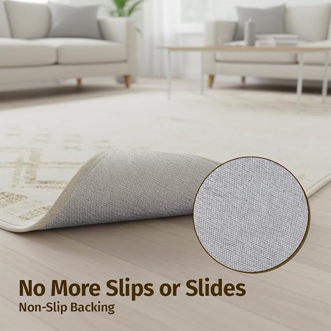 Muddy Mat짰 Tribal 5ft x 7ft Washable Area Rugs for Living Room, Bedroom & Dining Room ??Modern Soft Low Pile Non Slip Carpet ??Pet Friendly Waterproof Foldable Rugs for Home