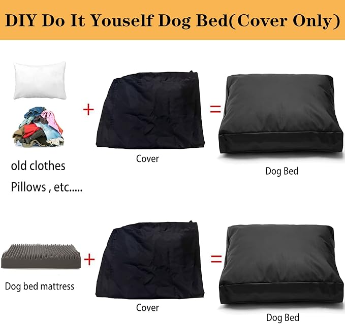 Replacement Dog Bed Cover,Heavy Duty Waterproof Removable 30" L x 20" W x 4" H Reusable Dog Bed Covers with Zipper-Cover Only