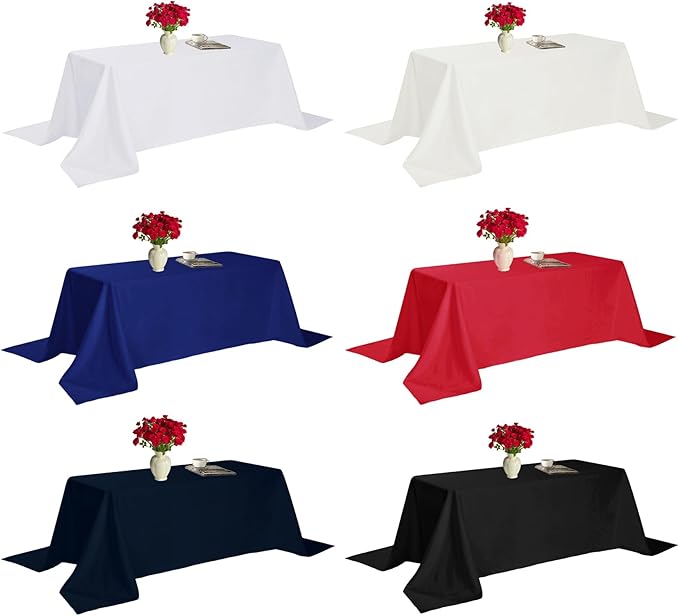 Fokitut 6 Pack Rectangle Tablecloth, 60x120 Inch, Stain Resistant and Wrinkle Polyester Table Cloth, Fabric Table Cover for Kitchen Dining, Wedding, Party, Holiday Dinner-Blue Mist