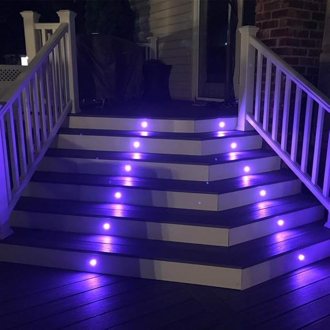 FVTLED Low Voltage Recessed RGBW Deck Light, 30pcs Φ1.22 RGB & Warm White Stainless Steel Waterproof Outdoor Step Lighting In-ground Landscape Pathway Patio Stair Decor Lamp, Black