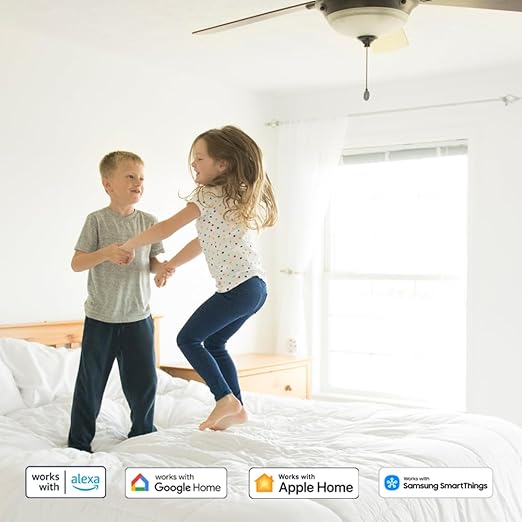 Leviton Decora Smart Fan Speed Controller, Wi-Fi 2nd Gen, Neutral Wire Required, Works with My Leviton, Alexa, Google Assistant, Apple Home/Siri & Wired or Wire-Free 3-Way, D24SF-1RW, White