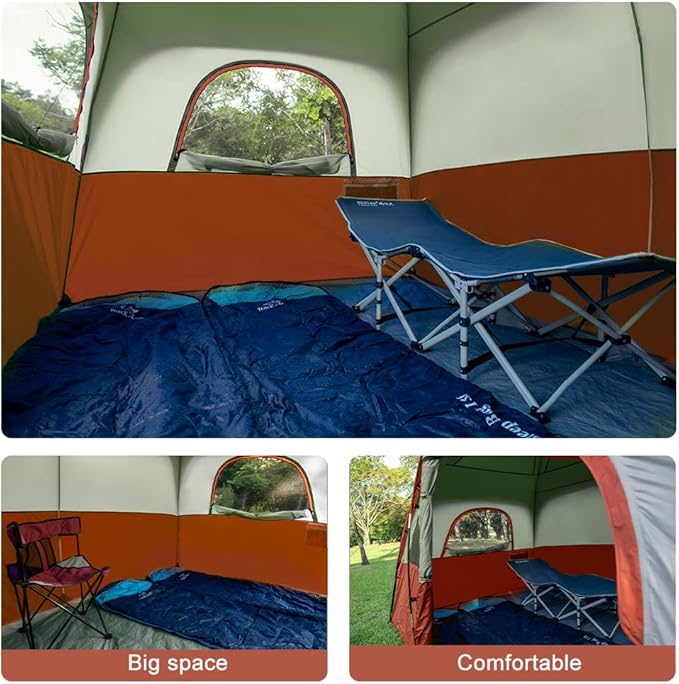 CAMPROS CP Tent 8 Person Camping Tents, Waterproof Windproof Family Tent with Top Rainfly, Large Mesh Windows, Double Layer, Easy Set Up, Portable with Carry Bag, for All Seasons