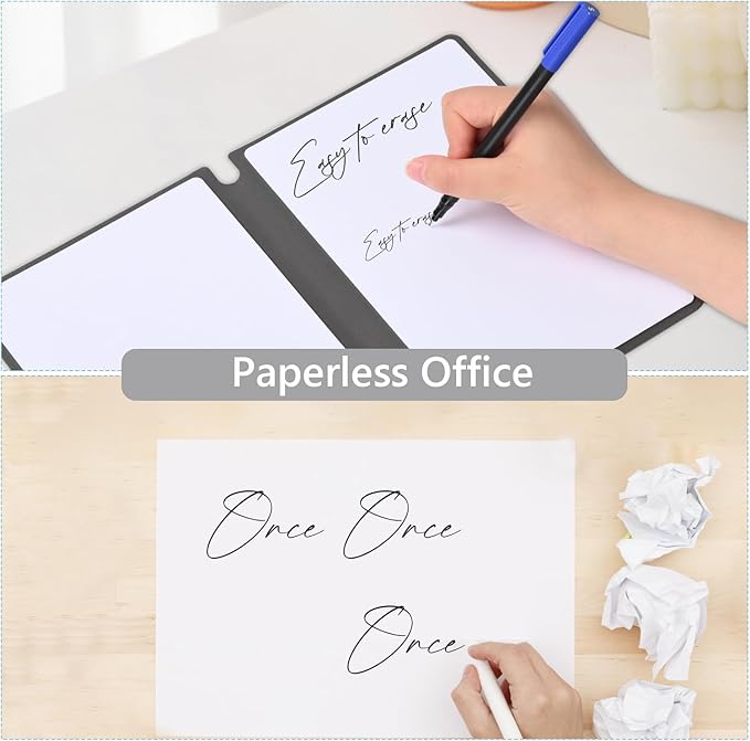 Portable Dry Erase Board,Portable White Board,Small Dry Erase Board,Foldable,Erasable,Repeatable,9.5 * 6.6 inches,for Office,Home,School,Study,Meeting(Grey)