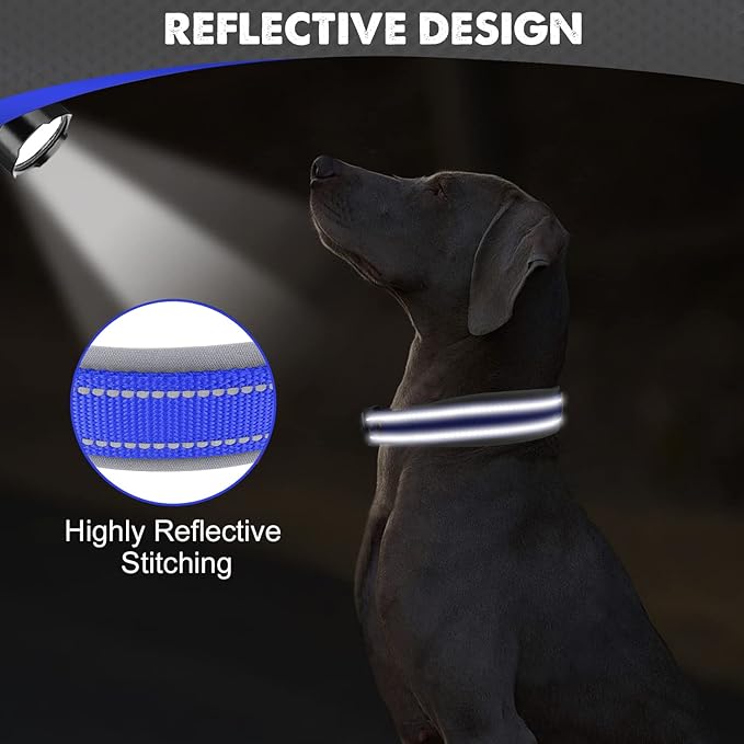 Joytale Dog Collar for Extra Large Dogs, Neoprene Padded and Adjustable, Reflective Wide Heavy Duty Pet Collars with Durable Metal Belt Buckle for Walking, Navy Blue, XL