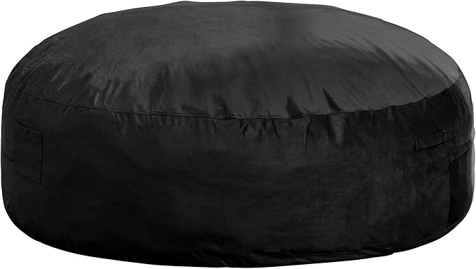 Hobestluk 6FT Bean Bag Chair Bean Bag Chairs for Adults Giant Bean Chairs with Velvet Cover, Memory Foam BeanBag Chair Fluffy BeanBag Chairs for Living Room, Bedroom- Black (70" x 70" x 15")