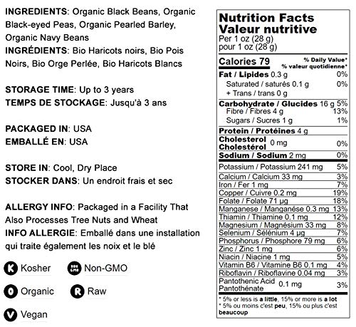 Food to Live Organic Black Bean Soup Mix, 7 Pounds - Contains Non-GMO Black Beans, Black-eyed Peas, Pearled Barley, and Navy Beans, Vegan, Bulk, Good Source of Dietary Fiber, Protein, Copper