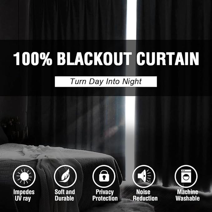 H.VERSAILTEX 100% Blackout Curtains for Bedroom Thermal Insulated Blackout Curtains 108 inch Length Heat and Full Light Blocking Curtains for Living Room with Black Liner 2 Panels Set, Dark Teal