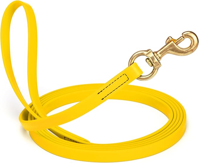 Viper Biothane K9 Working Dog Leash Waterproof Lead for Tracking Training Schutzhund Odor-Proof Long Line with Solid Brass Snap for Puppy Medium and Large Dogs, 20ft Lemon Yellow