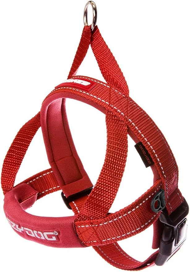 EzyDog Quick Fit Dog Harness ??No Pull Harness for Training, Everyday Walking, and Easy Control - Adjustable Fit, Reflective, and Padded (X-Large, Red)