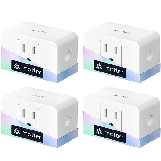 meross Matter Smart Plug, Energy Monitoring Smart Outlet, Wi-Fi Plug Work with Alexa, Apple HomeKit, Google with Schedule Timer, 15A/1800W, 100% Privacy Matter Smart Home, App & Voice Control 4 Pack