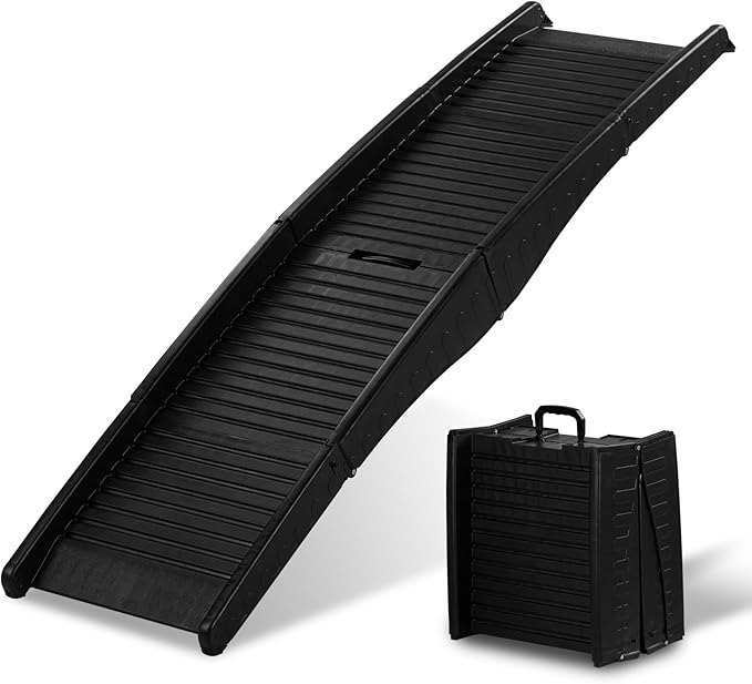 Outvita Dog Ramp, 61" Folding Pet Ramp for Car, SUV, Truck, Bed, Easy Access for Large Dogs Weight Bearing up to 150 Lbs, Non-Slip Step Surface, Lightweight Portable