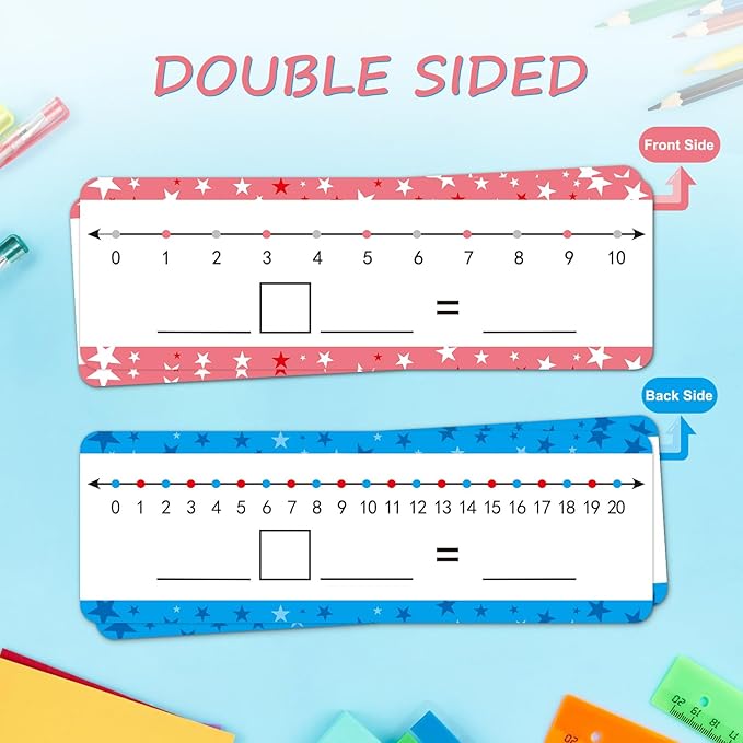 26 Pack Dry Erase Number Line Board Card 4”x12” Inch Double Sided Writable and Erasable Board Featuring 0-10 On One Side ，0-20 On The Other Side, Classroom Must Have Boards for Student