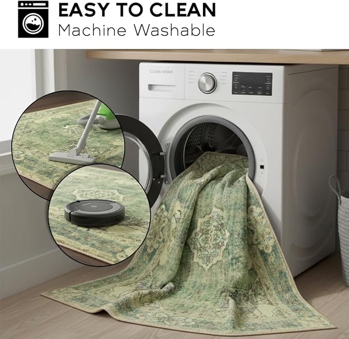 Muddy Mat짰 Majestic 2ft x 10ft Washable Area Rugs for Living Room, Bedroom & Dining Room ??Modern Soft Low Pile Non Slip Carpet ??Pet Friendly Waterproof Foldable Rugs for Home
