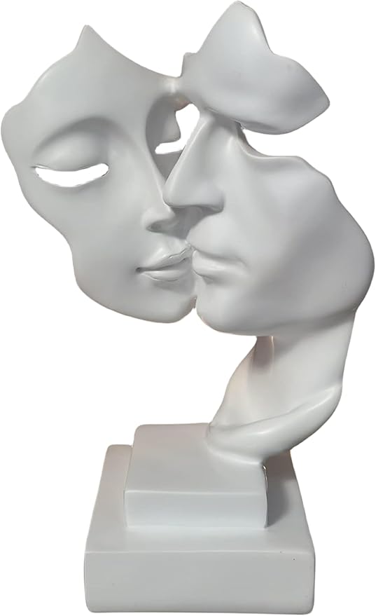 Couples Kiss Sculpture,White Thinker Resin Statue Ornaments,Silence is Gold Abstract Art Figurine,Abstract Style Sculptures,Living Room Desk Decorations,Bookshelf Decorative Objects