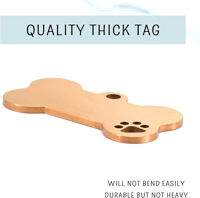 Ultra Joys Dog Tags Personalized for Pets - Hollow Paw Custom Pet ID Tag - Engraved Dog Tag for Small, Large Dogs - Large Bone in Rose