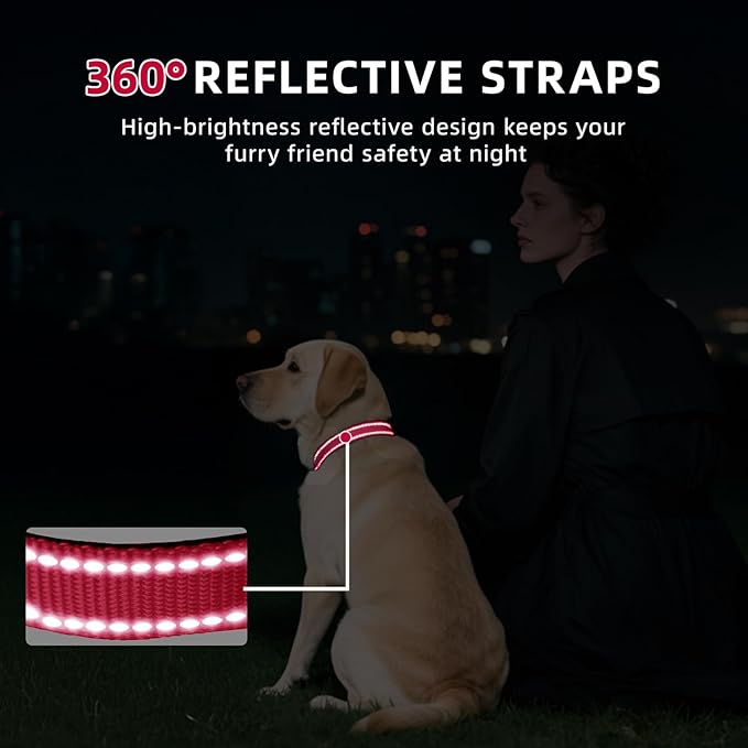 Reflective Dog Collar for Extra Large Dogs, Adjustable Collar with Soft Neoprene Padded, Durable Buckle for Daily Walking,Red,XL