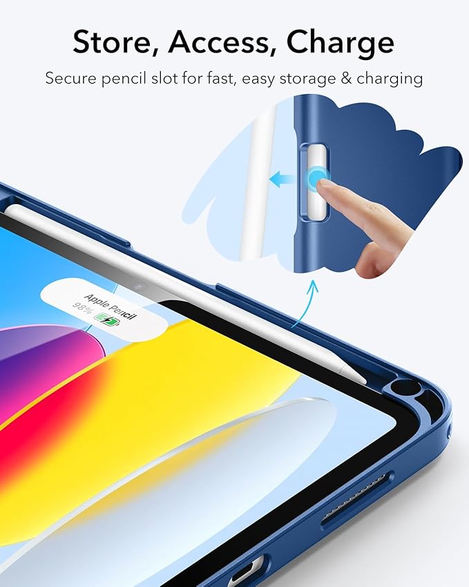 ESR for iPad A16 Case, iPad 11th/10th Generation Case (2025/2022), Vertical Stand Cover, Multi Stand Angles, Ultra-Stable Cover with Pencil Holder, Flip Series, Blue | (2025/2022), Multi Stand Angles, Ultra-Stable Cover, with Pencil Holder, Blue