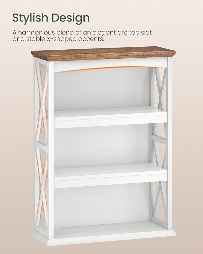 4-Tier Bookcase, 42.9" Floor Standing Organizer Shelf, Corner Book Stand, Metal Frame, for Study, Bedroom, Living Room, White and Walnut TSJ01WL