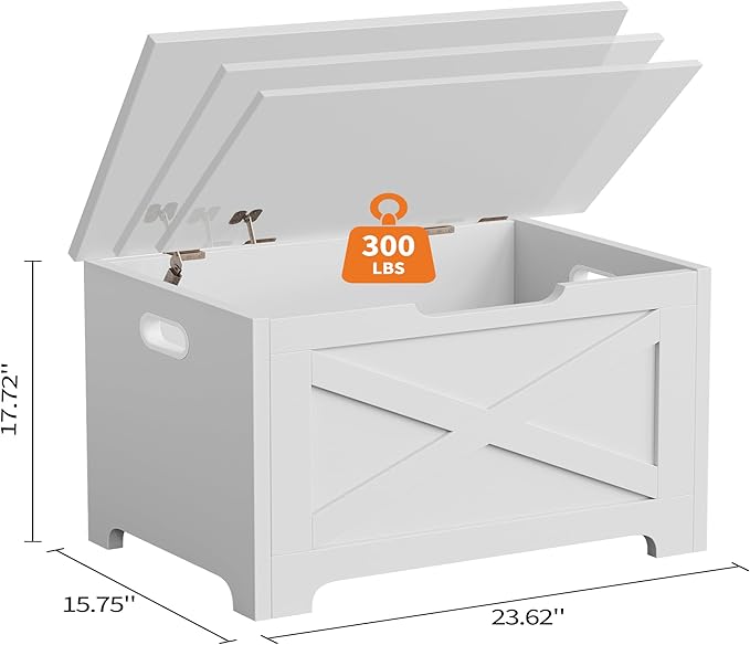 GarveeHome 23.6" Storage Chest, Wooden Storage Bench with Safety Hinge, Easy Assembly, Large Toy Chest for Entryway, Living Room, Bedroom