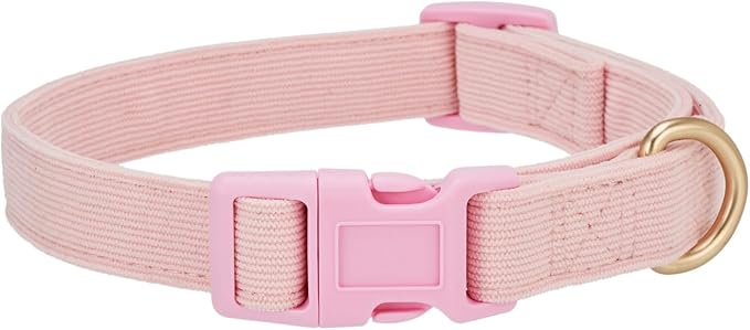 Soft Corduroy Fibric Dog Collar, Quick Side Release Buckle, for Large Dogs(Light Pink,Large:17-26")
