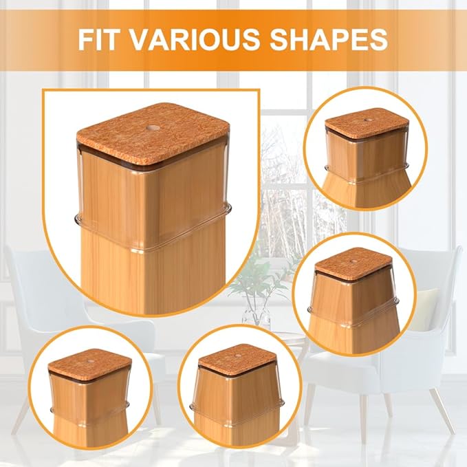 24 Pcs Chair Leg Floor Protectors for Hardwood Floors Rectangle Silicone Covers to Protect Wood Tile Floors Felt Pads Furniture Leg Caps Reduce Noise (Fit L:2" to 2-1/2",W:1" to 1-1/2")