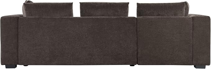 Ball & Cast Modular L-Shaped Sectional Sofa with Storage - 93.8" Chenille Fabric Couch, Deep Seating & Matching Pillows, Modern Living Room Furniture,Brown